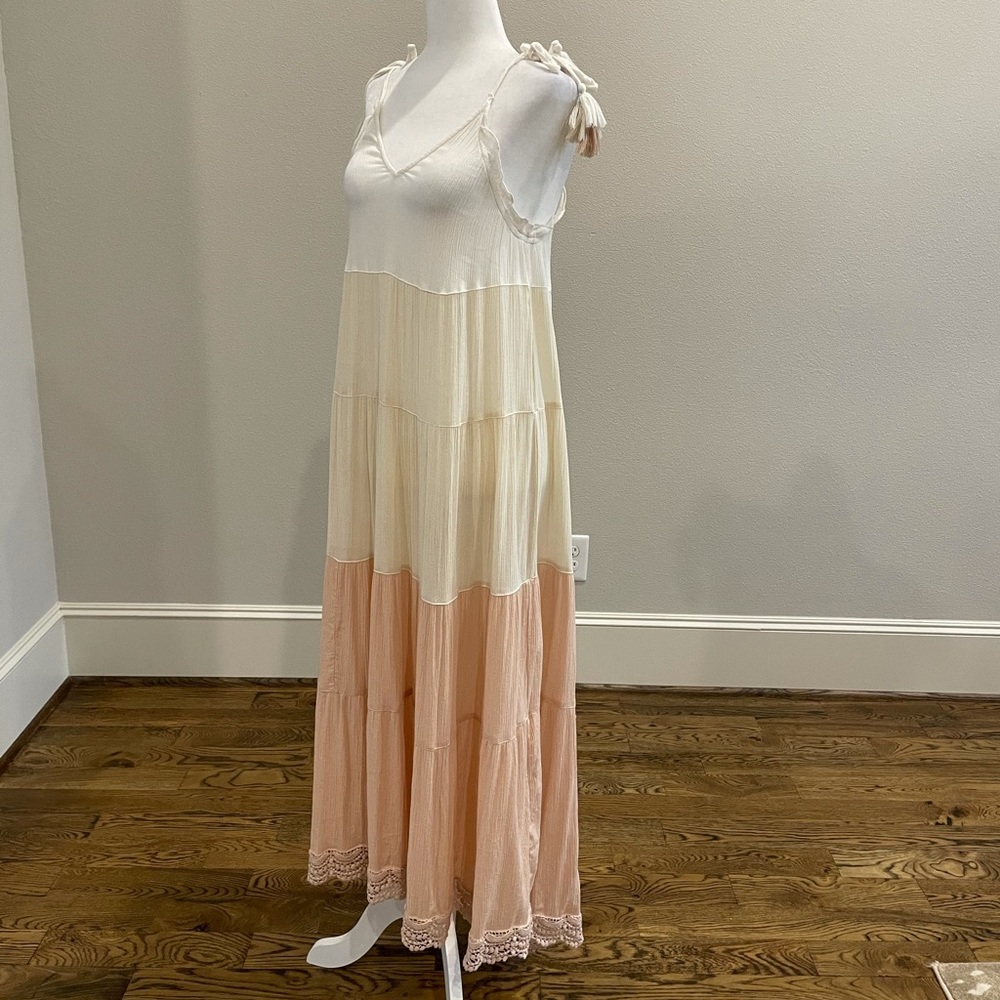 Sun & Shadow Cotton Color Block Maxi Dress/Cover … - image 6